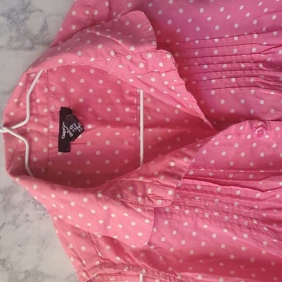 Gap Kids Pink Poka Dot Girls Button Down Sleevesless Shirt SizeXL - Picture 2 of 7